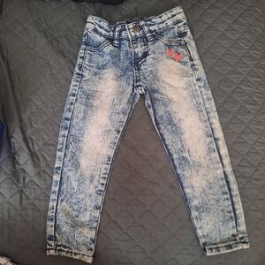 Stylish Denim Jeans with Heart Accents,  sz 3t